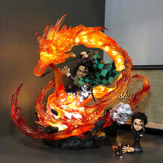 Demon Slayer : Tanjiro Kamado 30 cm fire dragon light up action figure